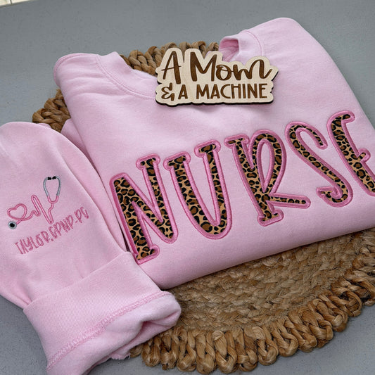 Leopard Print “NURSE” Sweatshirt